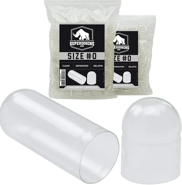 Pharma-Grade, Pre-Separated Capsules Bulk Gel Pack. Many Sizes/Amounts Available. In Resealable Bag. Flavorless and Gluten-Free. Clear Locking Gelatin Caps for Custom Vitamins or Nootropics
