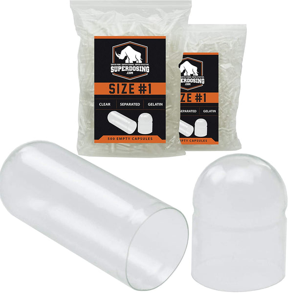 Pharma-Grade, Pre-Separated Capsules Bulk Gel Pack. Many Sizes/Amounts Available. In Resealable Bag. Flavorless and Gluten-Free. Clear Locking Gelatin Caps for Custom Vitamins or Nootropics