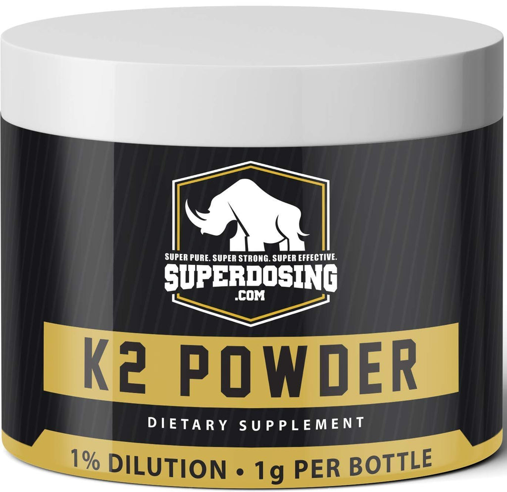 SuperDosings Bulk Vitamin K2 Powder 1000x 1mg Servings with Scoop. Buy High Strength Wholesale K-2 to Save & Supplement Your Health & Diet Regime. Essential For Strong & Healthy Bones, Joints & Heart