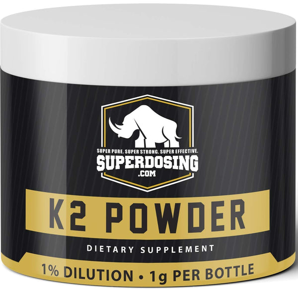 SuperDosings Bulk Vitamin K2 Powder 1000x 1mg Servings with Scoop. Buy High Strength Wholesale K-2 to Save & Supplement Your Health & Diet Regime. Essential For Strong & Healthy Bones, Joints & Heart